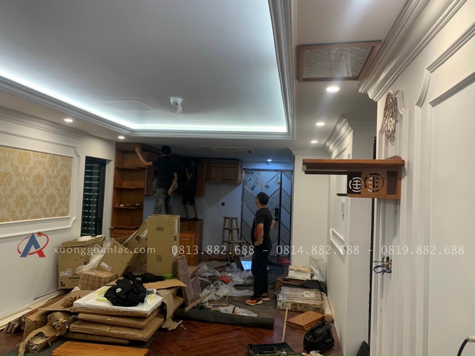 Bàn giao mẫu tủ bếp hiện đại gỗ gõ đỏ (Chị Chi, Phú Thọ) 17 tủ bếp gỗ gõ đỏ cao kịch trần