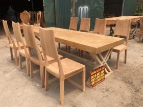 Bộ bàn ăn nguyên khối 8 ghế hiện đại gỗ gõ đỏ bản mộc (Anh Mạnh, Ninh Bình) 11 bàn ghế ăn hiện đại