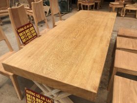 Bộ bàn ăn nguyên khối 8 ghế hiện đại gỗ gõ đỏ bản mộc (Anh Mạnh, Ninh Bình) 14 mặt bàn gỗ gõ đỏ siêu vân hàng tuyển