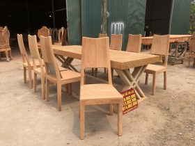 Bộ bàn ăn nguyên khối 8 ghế hiện đại gỗ gõ đỏ bản mộc (Anh Mạnh, Ninh Bình) 17 bộ bàn ăn 8 ghế hiện đại