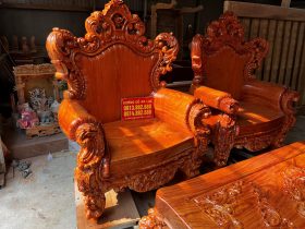 Mẫu bàn ghế hoàng gia nguyên khối 6 món gỗ Hương Đá 30 ghế đơn louis hoàng gia gỗ hương