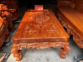 Mẫu bàn ghế hoàng gia nguyên khối 6 món gỗ Hương Đá 21 bàn trà louis hoàng gia