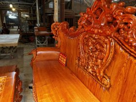 Mẫu bàn ghế hoàng gia nguyên khối 6 món gỗ Hương Đá 23 đoản dài nguyên khối gỗ hương đá