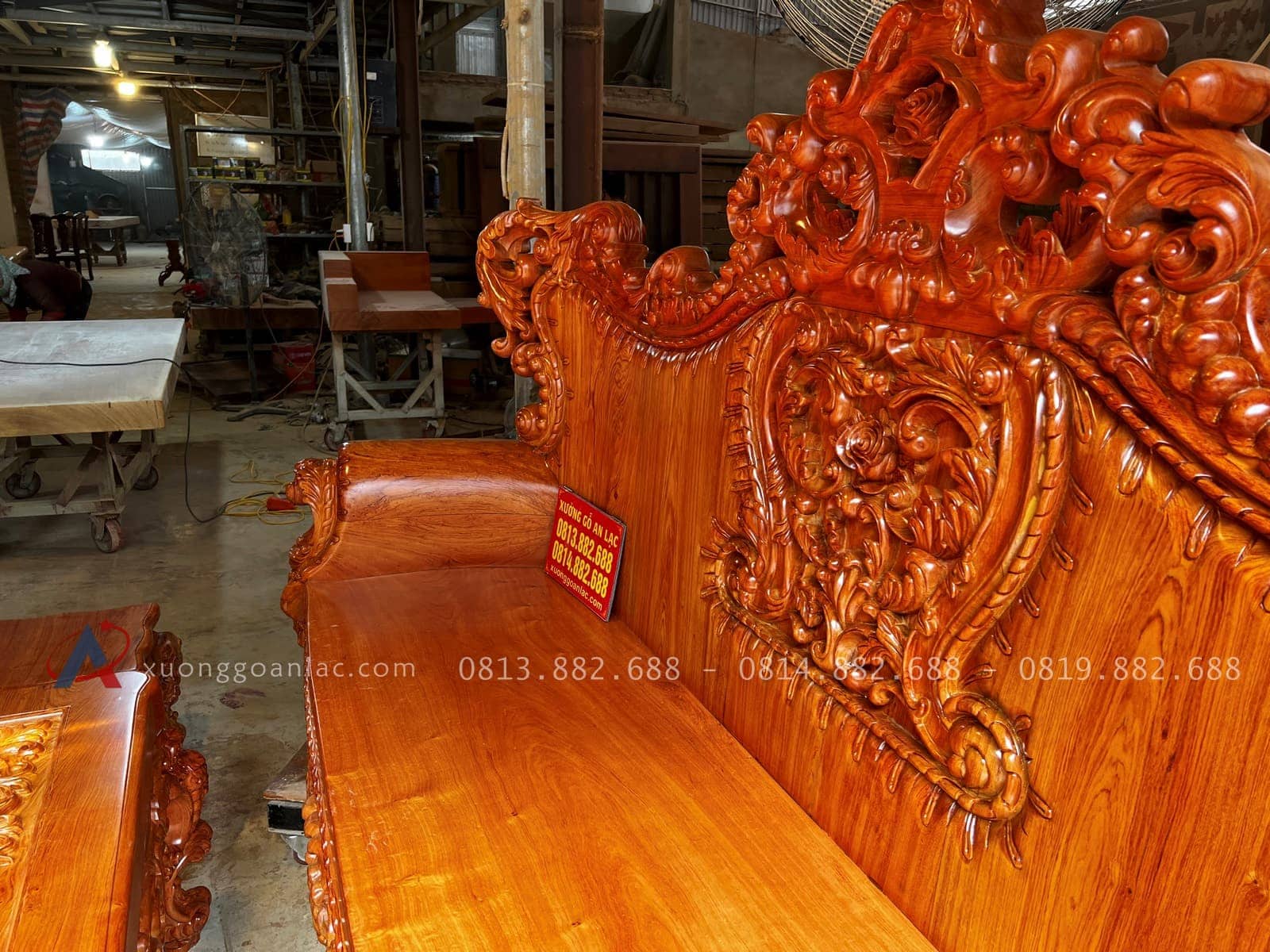Mẫu bàn ghế hoàng gia nguyên khối 6 món gỗ Hương Đá 41 đoản dài nguyên khối gỗ hương đá