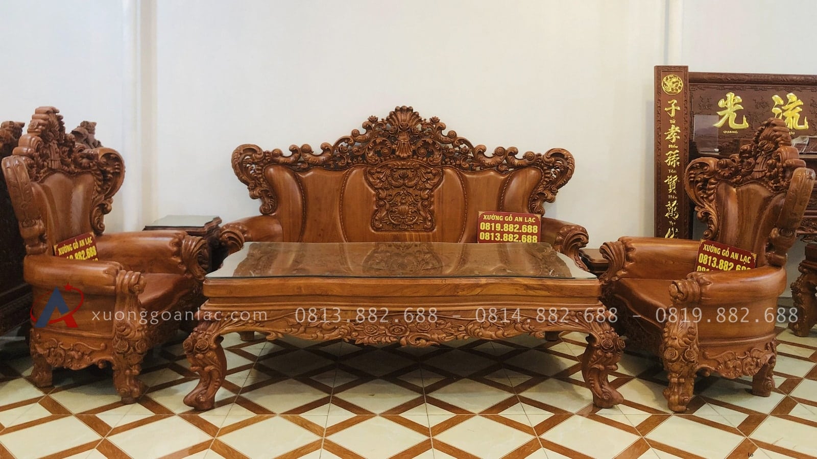 Siêu phẩm bàn ghế hoàng gia nguyên khối gỗ hương đá (Anh Phước, Bình Dương) 22 siêu phẩm bàn ghế hoàng gia gỗ hương đá