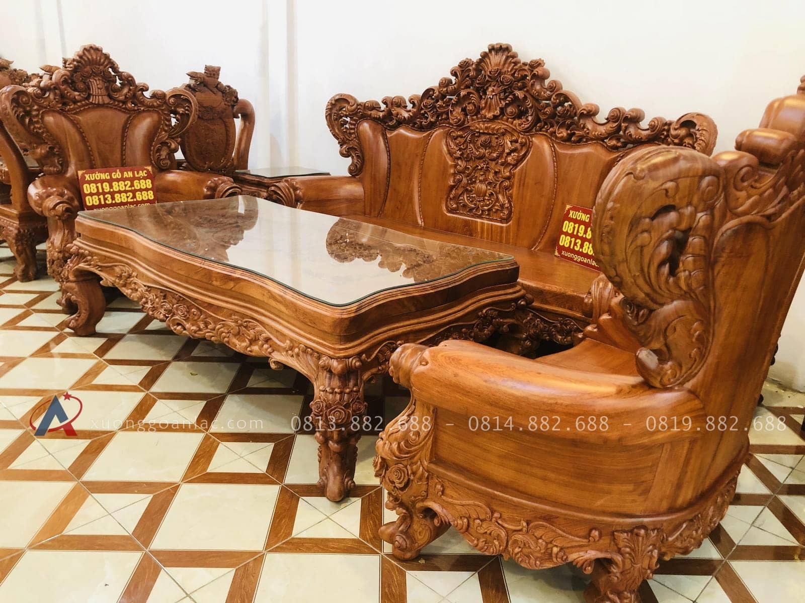 Siêu phẩm bàn ghế hoàng gia nguyên khối gỗ hương đá (Anh Phước, Bình Dương) 23 bàn ghế louis hoàng gia