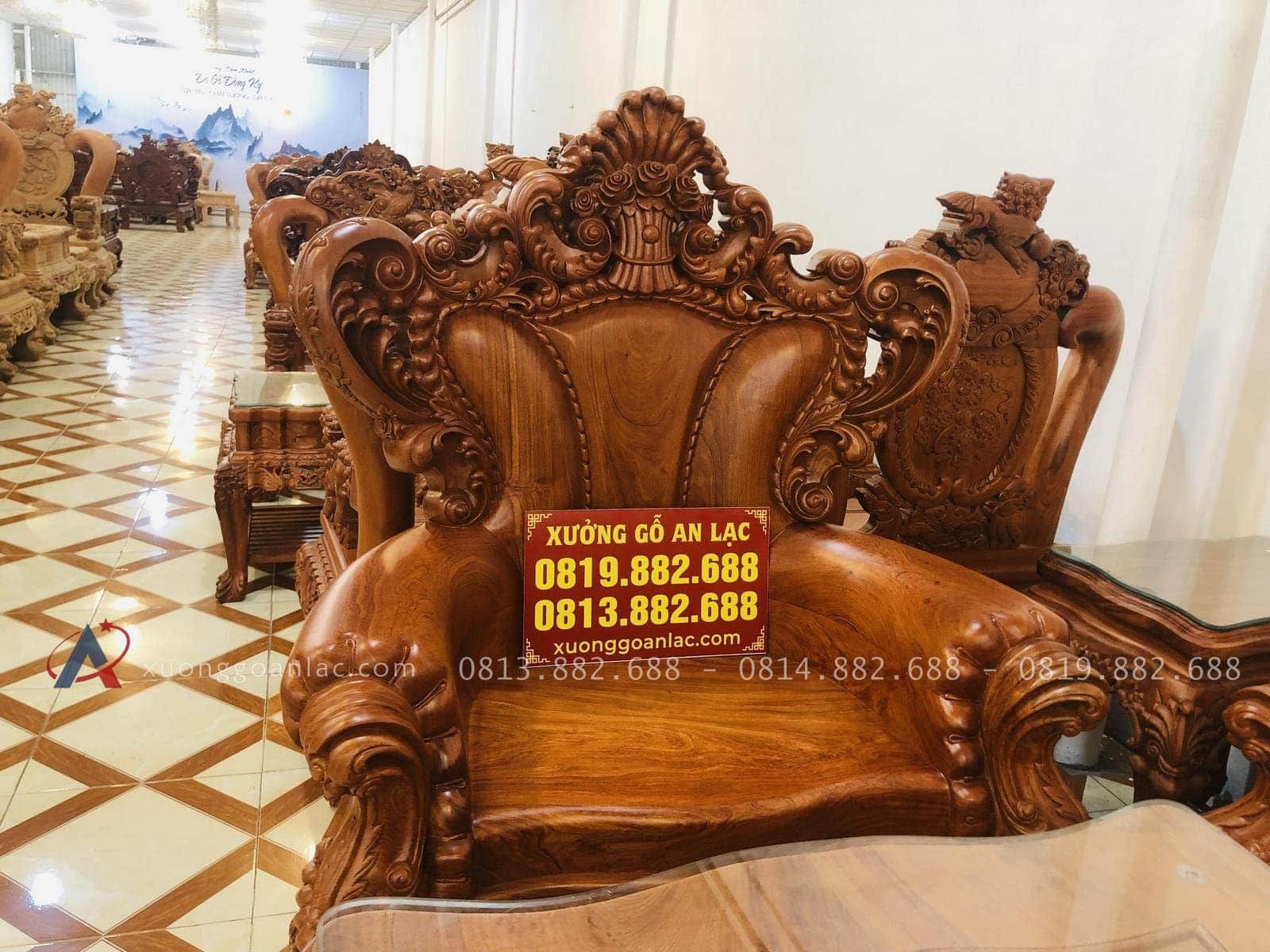 Siêu phẩm bàn ghế hoàng gia nguyên khối gỗ hương đá (Anh Phước, Bình Dương) 29 mẫu ghế đơn hoàng gia gỗ hương đá
