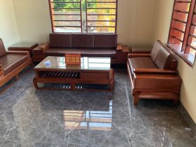 sofa 3 băng và kệ tivi gỗ hương đá