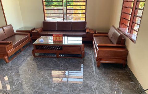 sofa 3 băng và kệ tivi gỗ hương đá