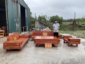 mẫu sofa chân hươu gỗ hương đá cao cấp