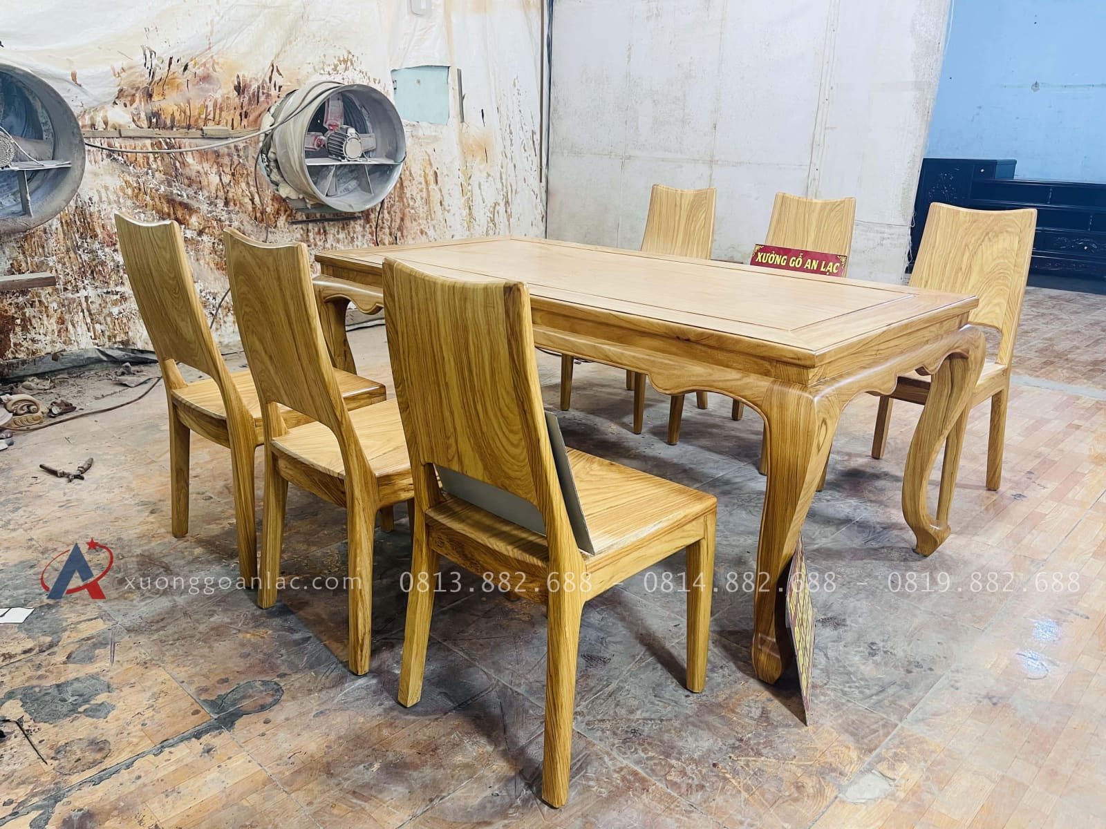 Bộ bàn ăn chữ nhật 6 ghế hiện đại gỗ gõ đỏ (Cô Hiền, Cao Bằng) 19 mẫu bàn ghế ăn gỗ gõ đỏ