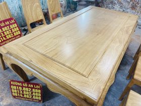 Bộ bàn ăn chữ nhật 6 ghế hiện đại gỗ gõ đỏ (Cô Hiền, Cao Bằng) 11 bàn ăn chữ nhật gỗ gõ