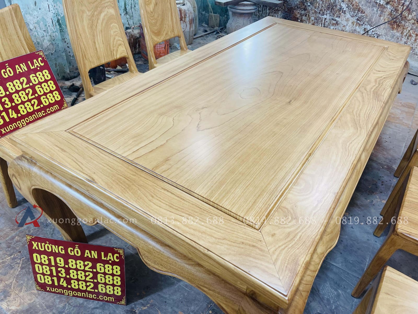 Bộ bàn ăn chữ nhật 6 ghế hiện đại gỗ gõ đỏ (Cô Hiền, Cao Bằng) 20 bàn ăn chữ nhật gỗ gõ