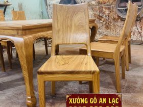 Bộ bàn ăn chữ nhật 6 ghế hiện đại gỗ gõ đỏ (Cô Hiền, Cao Bằng) 15 mẫu ghế ăn hiện đại
