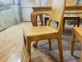 Bộ bàn ăn chữ nhật 6 ghế hiện đại gỗ gõ đỏ (Cô Hiền, Cao Bằng) 17 ghế ăn lưng cao gỗ gõ cao cấp