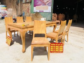 Bộ bàn ăn chữ nhật 6 ghế hiện đại gỗ gõ đỏ cao cấp (Anh Thịnh, Bắc Ninh) 22 mẫu ghế ăn hiện đại