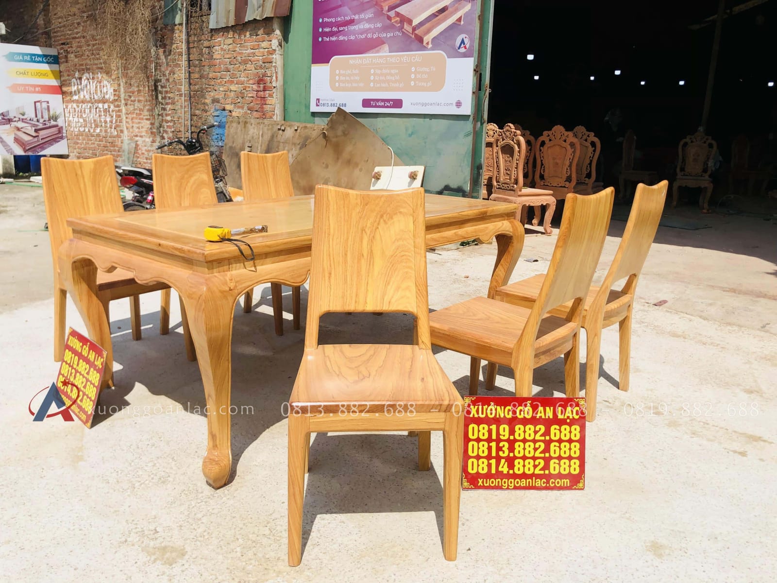 Bộ bàn ăn chữ nhật 6 ghế hiện đại gỗ gõ đỏ cao cấp (Anh Thịnh, Bắc Ninh) 34 mẫu ghế ăn hiện đại