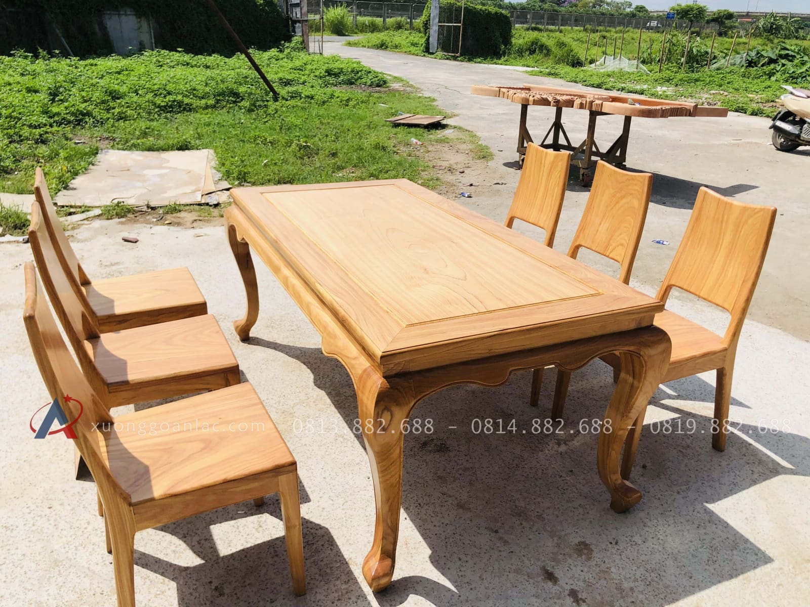 Bộ bàn ăn chữ nhật 6 ghế hiện đại gỗ gõ đỏ cao cấp (Anh Thịnh, Bắc Ninh) 25 mẫu bàn ghế ăn hiện đại