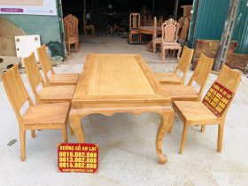 Bộ bàn ăn chữ nhật 6 ghế hiện đại gỗ gõ đỏ cao cấp (Anh Thịnh, Bắc Ninh) 14 bàn ghế ăn gỗ gõ đỏ