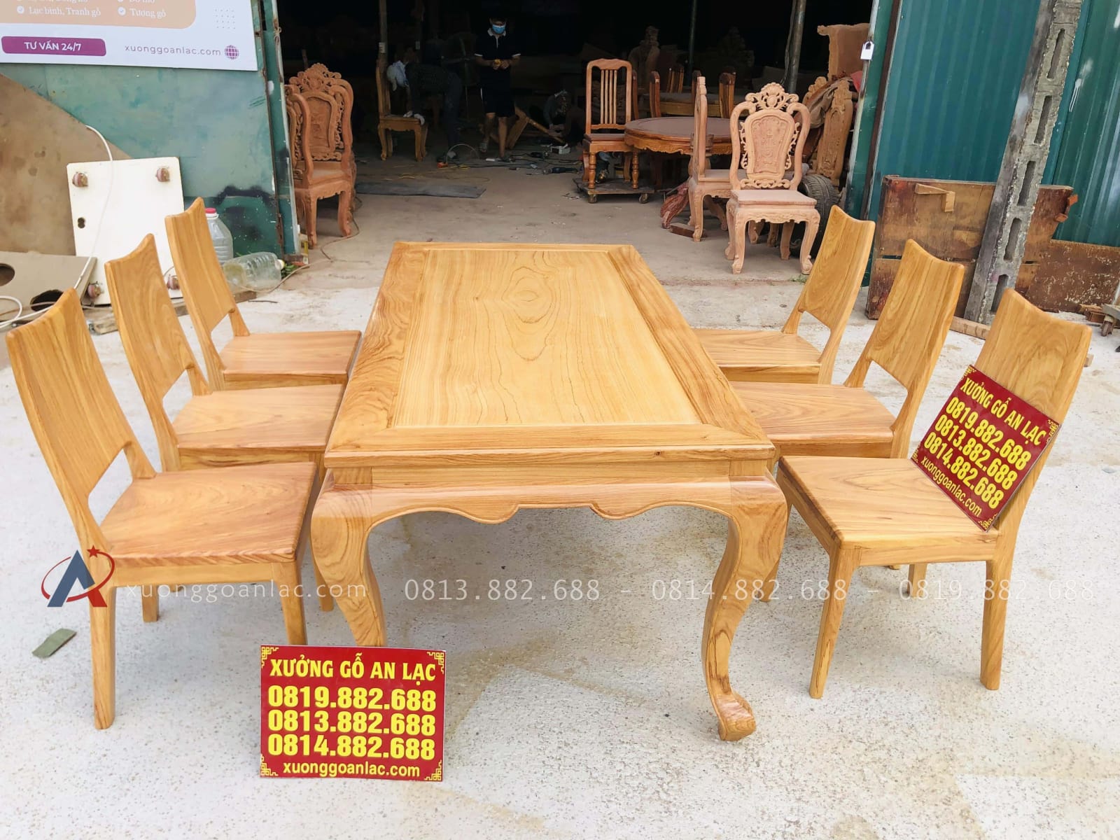 Bộ bàn ăn chữ nhật 6 ghế hiện đại gỗ gõ đỏ cao cấp (Anh Thịnh, Bắc Ninh) 26 bàn ghế ăn gỗ gõ đỏ