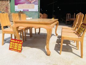 Bộ bàn ăn chữ nhật 6 ghế hiện đại gỗ gõ đỏ cao cấp (Anh Thịnh, Bắc Ninh) 15 bộ bàn ăn 6 ghế