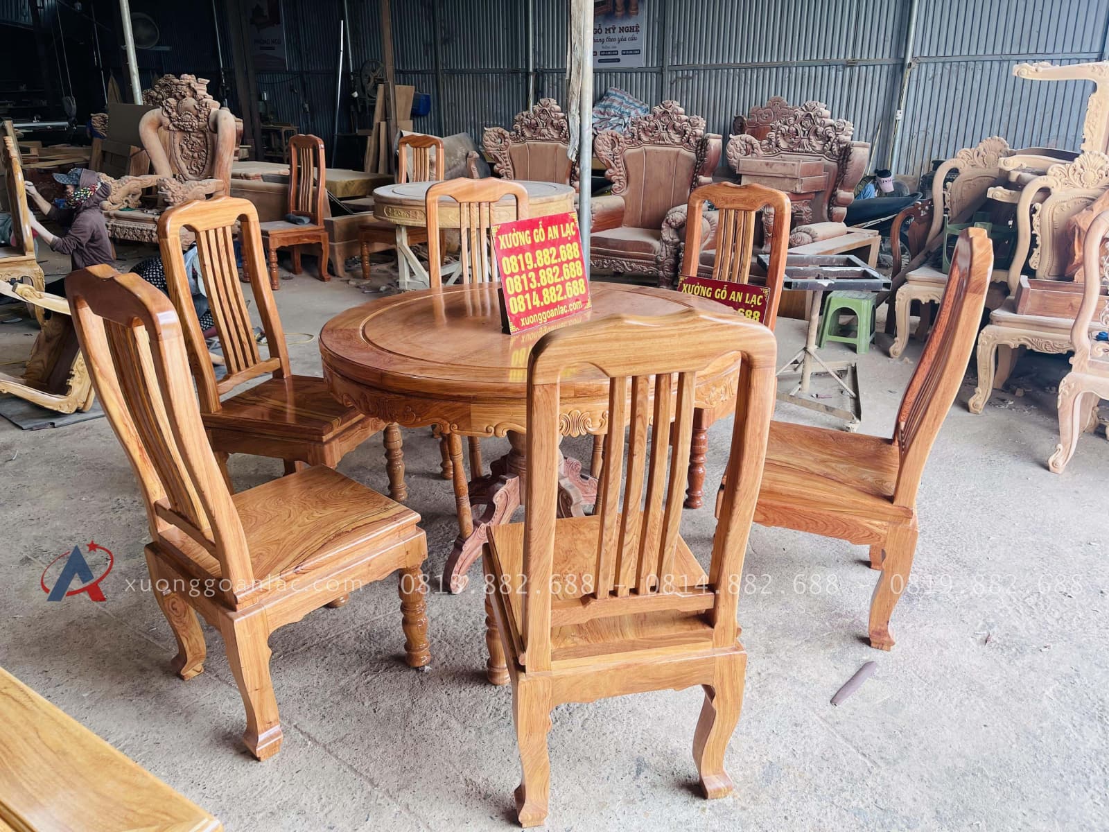 Bộ bàn ăn tròn 6 ghế hiện đại gỗ hương đá (Chị Oanh, Thái Nguyên) 14 mẫu bàn ăn tròn 6 ghế hiện đại gỗ hương đá