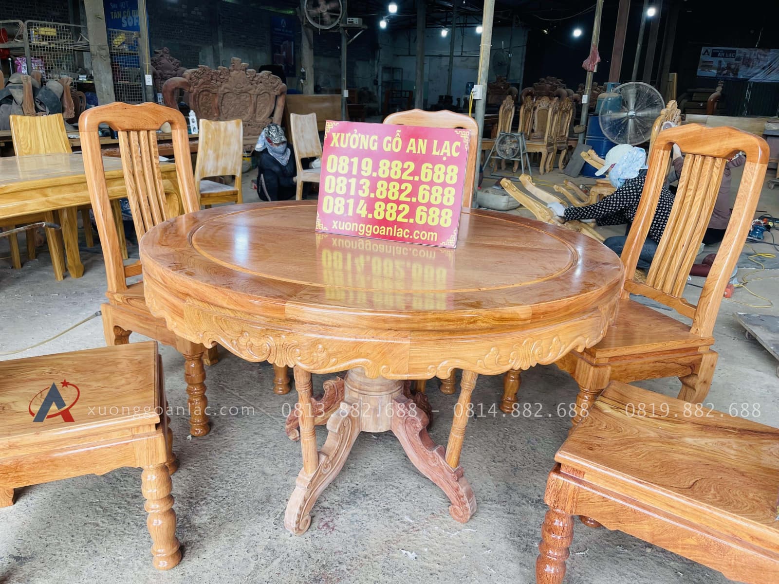 Bộ bàn ăn tròn 6 ghế hiện đại gỗ hương đá (Chị Oanh, Thái Nguyên) 15 mẫu bàn ăn tròn kết hợp 6 ghế hiện đại