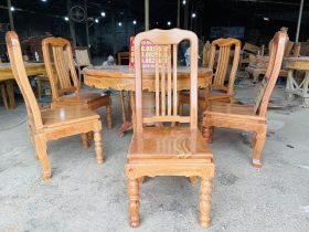 Bộ bàn ăn tròn 6 ghế hiện đại gỗ hương đá (Chị Oanh, Thái Nguyên) 11 ghế ăn hiện đại gỗ hương đá