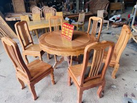 Bộ bàn ăn tròn 6 ghế hiện đại gỗ hương đá (Chị Oanh, Thái Nguyên) 13 bộ bàn ăn 6 ghế hiện đại