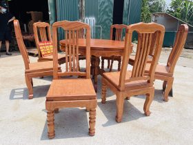 Bộ bàn ăn tròn kết hợp 8 ghế chữ lan gỗ hương đá (Anh Thành, Long Biên - Hà Nội) 14 bộ bàn ăn 8 ghế tiện dụng