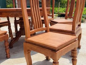 Bộ bàn ăn tròn kết hợp 8 ghế chữ lan gỗ hương đá (Anh Thành, Long Biên - Hà Nội) 15 mẫu ghế lan gỗ hương đá