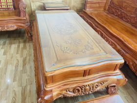 Bàn giao bộ bàn ghế hoàng gia 6 món chân 14 và kệ tivi gỗ hương đá (Anh Đoàn chị Vân - Hải Dương) 20 mẫu bàn trà hoàng gia đục hoa lá tây