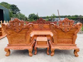 Combo bàn ghế hoàng gia 6 món và kệ tivi gỗ hương đá (Anh Kiên, Vũng Tàu) 27 bàn ghế cao cấp đục 2 mặt