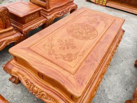 Combo bàn ghế hoàng gia 6 món và kệ tivi gỗ hương đá (Anh Kiên, Vũng Tàu) 17 bàn trà hoàng gia đục hoa lá tây
