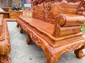 Combo bàn ghế hoàng gia 6 món và kệ tivi gỗ hương đá (Anh Kiên, Vũng Tàu) 23 thiết kế tay đoản cuộn xoáy độc đáo