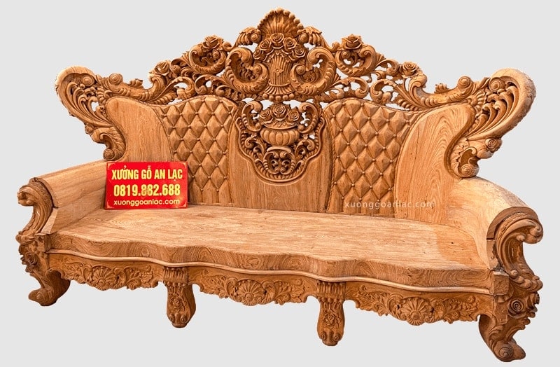 Mẫu ghế Louis Hoàng Gia nguyên khối (mộc)