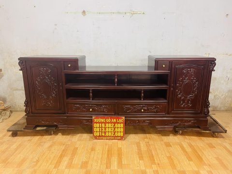 mẫu kệ tivi AL 02 gỗ gõ đỏ cao cấp