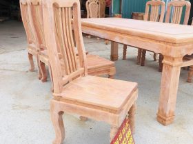 Bộ bàn ăn chữ nhật 8 ghế hiện đại gỗ hương đá (Chị Khuê, Bắc Ninh) 24 ghế ngồi gỗ hương đá