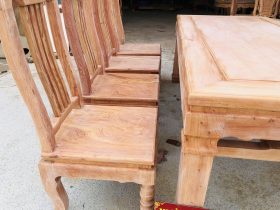 Bộ bàn ăn chữ nhật 8 ghế hiện đại gỗ hương đá (Chị Khuê, Bắc Ninh) 26 mặt ghế rộng 48 sâu 45