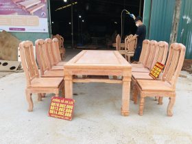 Bộ bàn ăn chữ nhật 8 ghế hiện đại gỗ hương đá (Chị Khuê, Bắc Ninh) 29 bộ bàn ăn 8 ghế hiện đại gỗ hương