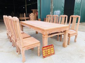 Bộ bàn ăn chữ nhật 8 ghế hiện đại gỗ hương đá (Chị Khuê, Bắc Ninh) 16 bản mộc của bộ bàn ăn 8 ghế gỗ hương