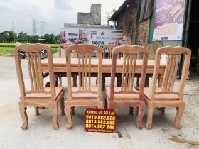 Bộ bàn ăn chữ nhật 8 ghế hiện đại gỗ hương đá (Chị Khuê, Bắc Ninh) 17 bộ bàn ăn 8 ghế