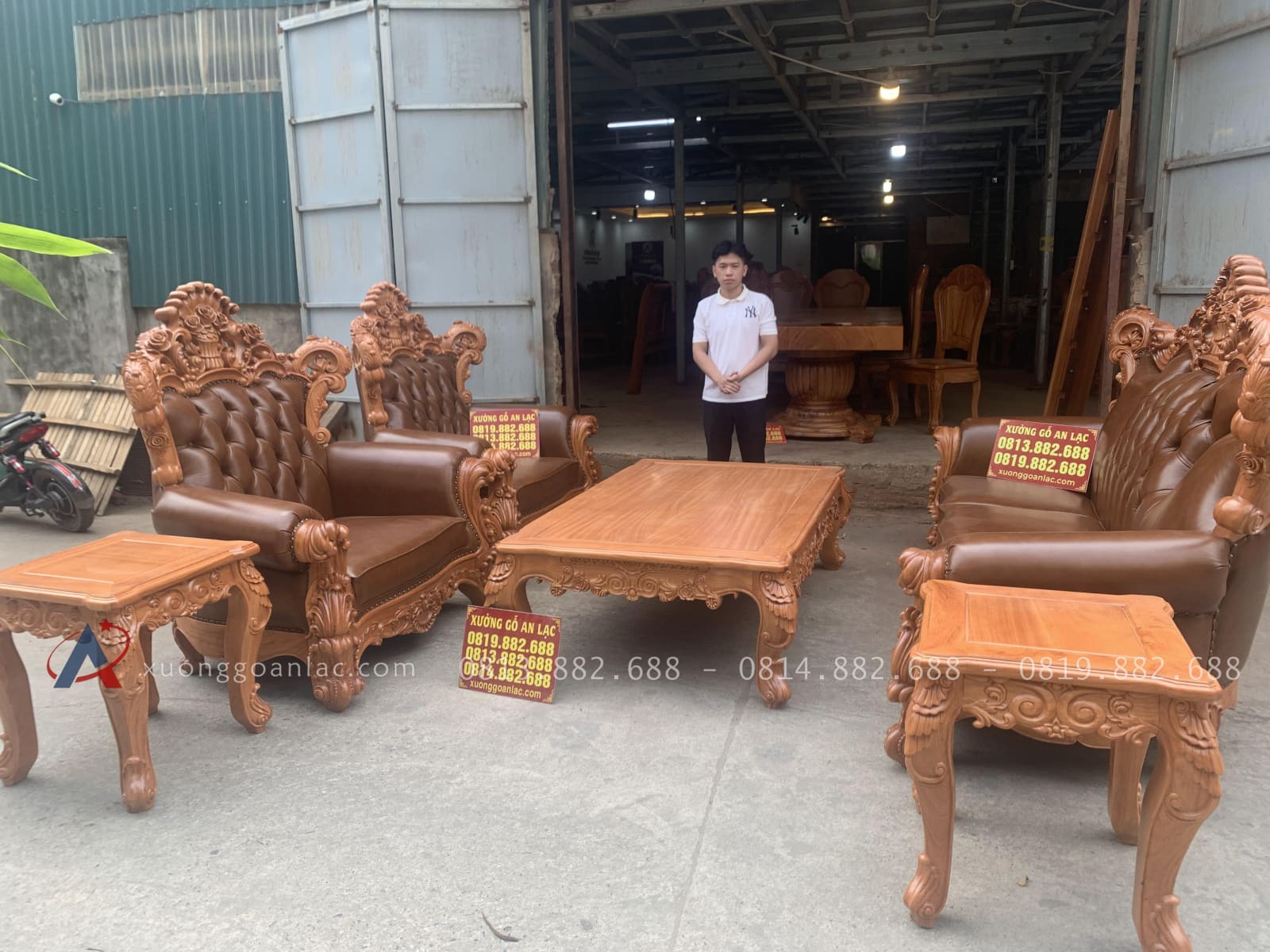 Mẫu bàn ghế louis hoàng gia bọc đệm 6 món gỗ gõ đỏ (Chị Thu, Ninh Bình) 20 bàn ghế louis hoàng gia gỗ gõ đỏ bọc đệm 6 món