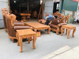 Mẫu bàn ghế louis hoàng gia bọc đệm 6 món gỗ gõ đỏ (Chị Thu, Ninh Bình) 13 bàn ghế hoàng gia 6 món