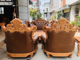 Mẫu bàn ghế louis hoàng gia bọc đệm 6 món gỗ gõ đỏ (Chị Thu, Ninh Bình) 14 bàn ghế louis hoang gia cao cấp