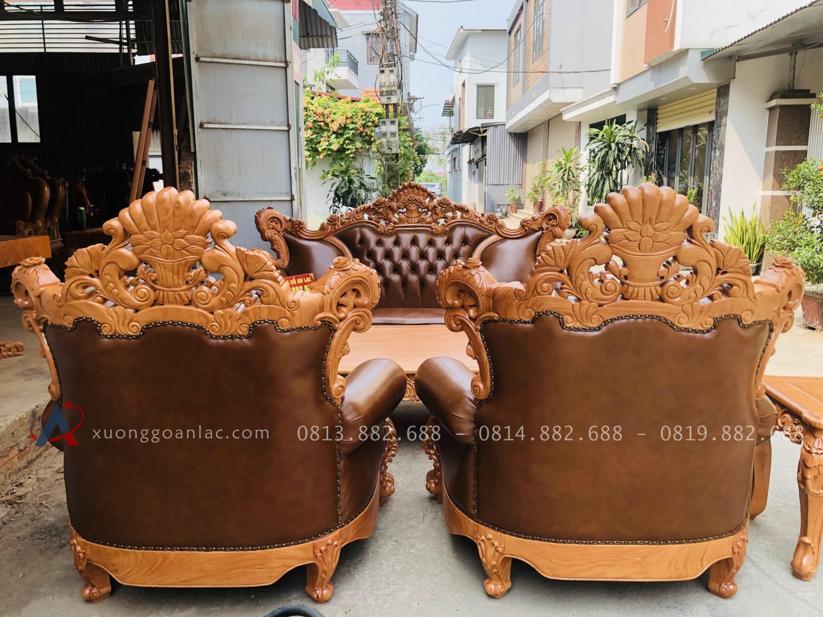 Mẫu bàn ghế louis hoàng gia bọc đệm 6 món gỗ gõ đỏ (Chị Thu, Ninh Bình) 23 bàn ghế louis hoang gia cao cấp