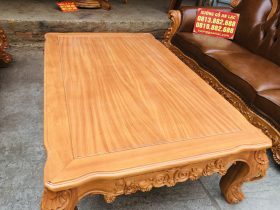 Mẫu bàn ghế louis hoàng gia bọc đệm 6 món gỗ gõ đỏ (Chị Thu, Ninh Bình) 15 bàn trà lousi hoàng gia gỗ gõ đỏ
