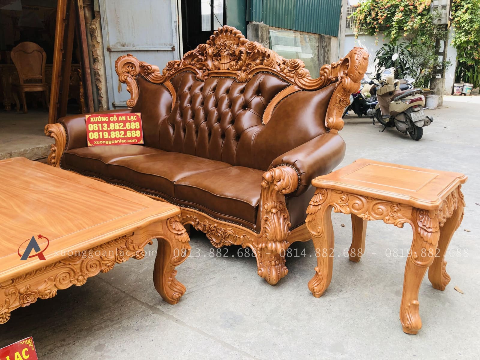 Mẫu bàn ghế louis hoàng gia bọc đệm 6 món gỗ gõ đỏ (Chị Thu, Ninh Bình) 26 đoản dài louis hoàng gia bọc đệm