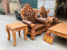 Mẫu bàn ghế louis hoàng gia bọc đệm 6 món gỗ gõ đỏ (Chị Thu, Ninh Bình) 19 mẫu đôn kẹp hoàng gia