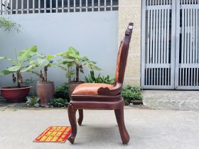 Mẫu ghế louis hoàng gia bọc đệm gỗ gõ đỏ cao cấp 11 ghế ăn louis